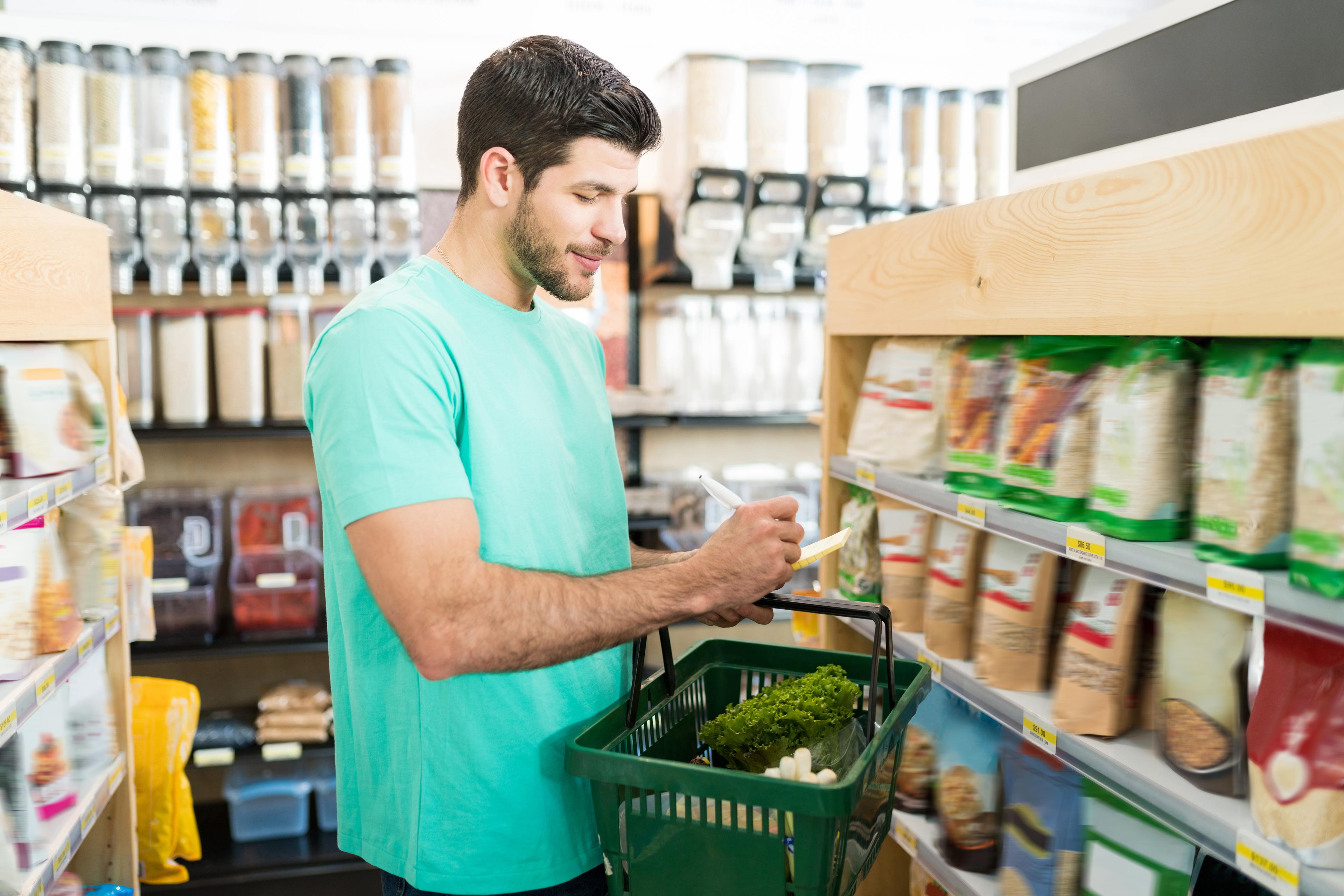 A man checking the groceries