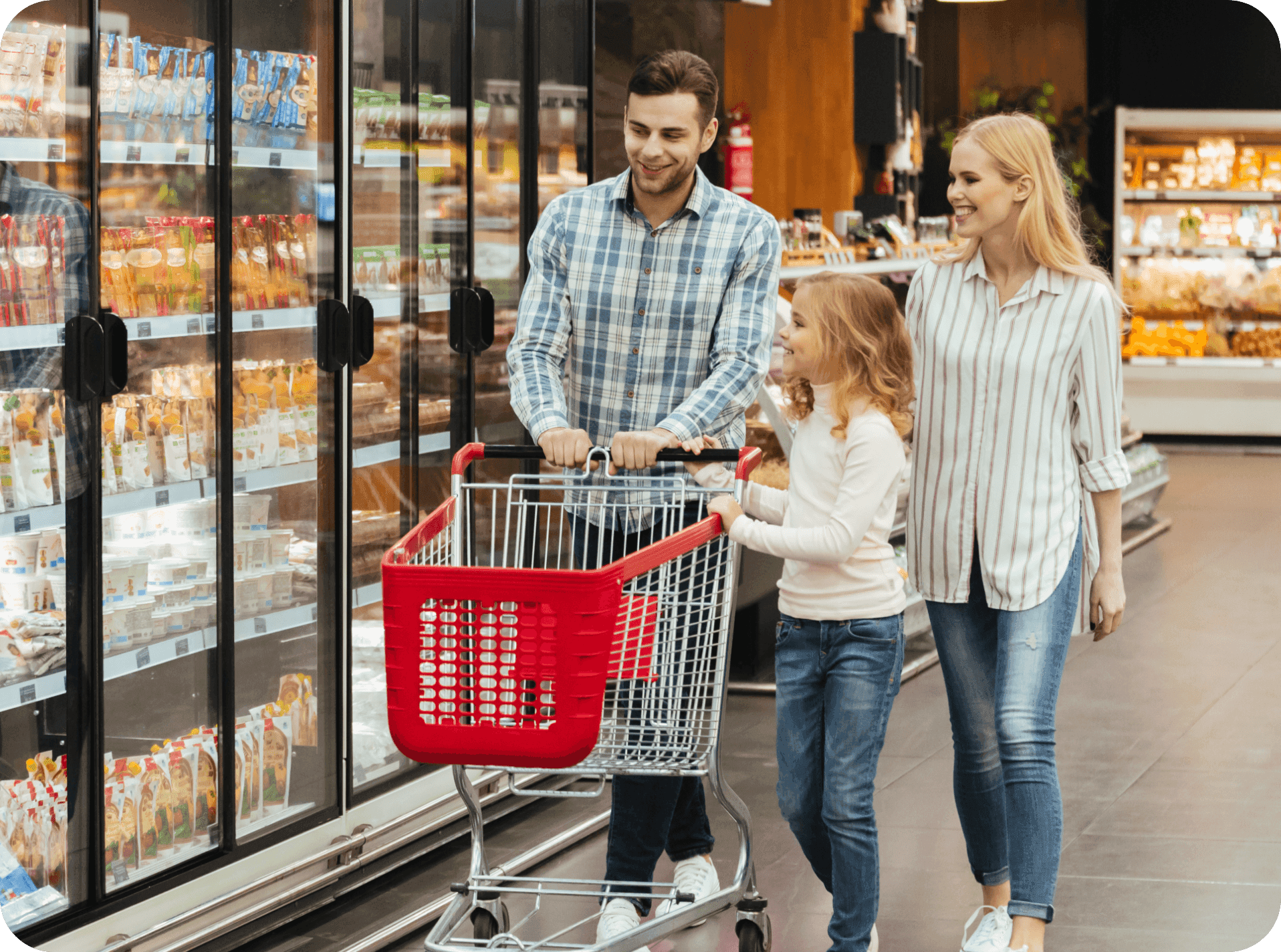 A family buying grocery.