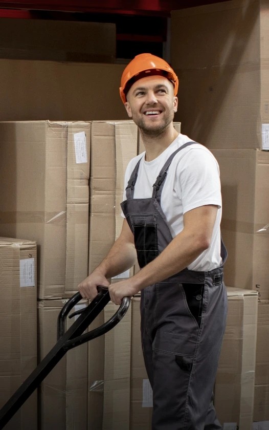 A man moving cargos